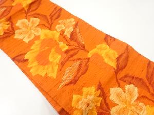 手織り紬花模様織出し名古屋帯